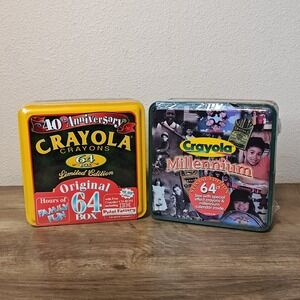 Crayola 64 Crayon Tins Set 2 40th Anniversary &‎ Millennium Special Edition NEW